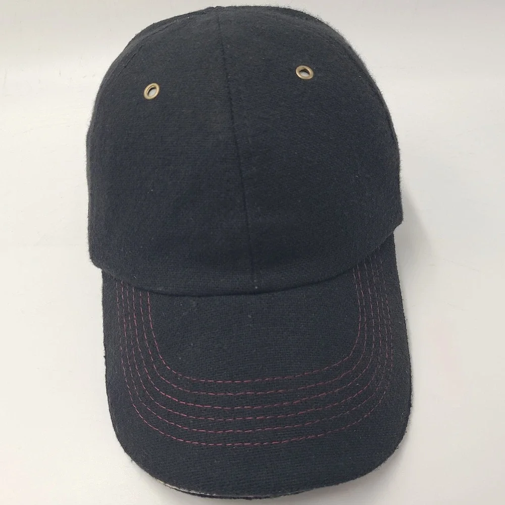 Stetson Hat Strapback Black Wool Blend Metal Logo Plaid Casual Baseball Cap Men - Picture 2 of 13